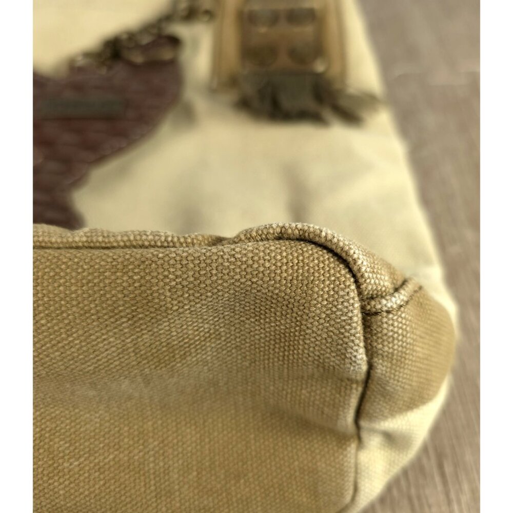Chala Patch Crossbody Bag Canvas Purse ~ Chihuahua Dog Key Fob ~Sand Beige Green - Picture 10 of 16